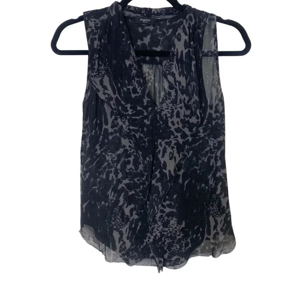 BABATON Aritizia Leopard Animal Print 100% Silk Sleeveless Top Size XS